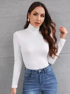 TANDUL Women Solid Turtle Neck Cotton Pullover