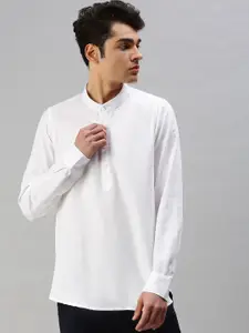 Cross Court Mandarin Collar Pure Cotton Straight Kurta