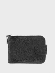 The Wallet Store Men Textured Leather Zip Around Wallet