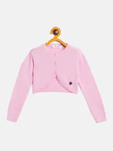 JWAAQ Girls Self Design Pure Cotton Open Front Shrug