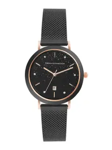 French Connection Women Embellished Dial & Stainless Steel Bracelet Style Straps Analogue Watch FCP51BM