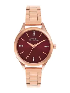 French Connection Women Embellished Dial & Stainless Steel Bracelet Style Straps Analogue Watch FCN099RGM