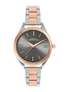 French Connection Women Embellished Dial & Stainless Steel Bracelet Style Straps Analogue Watch FCN099RTM