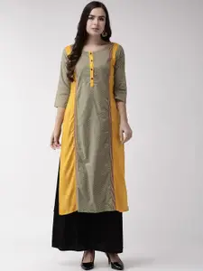 Anouk Green Abstract Printed Pure Cotton Straight Kurta