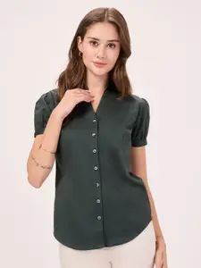 Bombay High Women India Slim Spread Collar Solid Cotton Slim Fit Semiformal Shirt