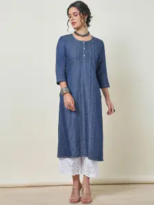 Soch Geometric Embroidered Kantha Work Cotton Straight Kurta