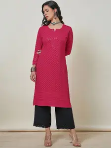 Soch Floral Embroidered Sequinned Notch Neck Straight Kurta
