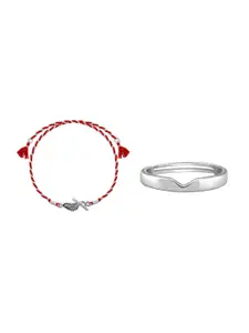 GIVA Set Of 2 925 Silver Plated Rakhi, Ring With Roli & Chawal Gift Set