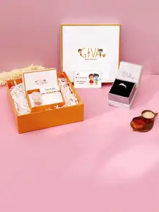 GIVA Set Of 2 925 Sterling Silver Gold-Plated  Bro Charm Rakhi With Ring & Roli Chawal