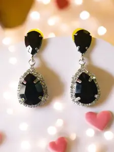 OOMPH Cubic Zirconia Teardrop Shaped Drop Earrings