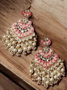 OOMPH Kundan Contemporary Meenakari Drop Earrings
