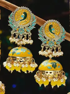OOMPH Stone Studded & Beaded Dome Shaped Jhumkas