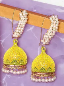OOMPH Beaded Meenakari Dome Shaped Jhumkas