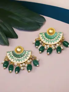 OOMPH Stone Studded & Beaded Meenakari Contemporary Chandbalis