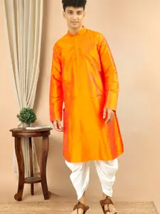 TATTVA Thread Work Mandarin Collar Dupion Silk Straight Kurta