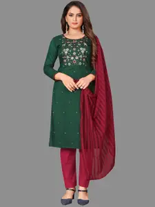 JULEE Floral Embroidered Thread Work Unstitched Dress Material