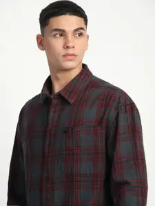 THE BEAR HOUSE Men Tartan Checks Opaque Cotton Relaxed Fit Casual Shirt