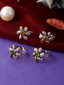 Silvermerc Designs Set Of 2 Silver-Plated Cubic Zirconia Studded Toe Rings