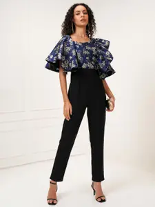 Tokyo Talkies Women Printed Top with Solid Jumpsuit
