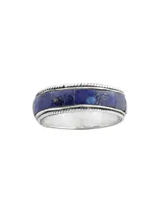 Exotic India Blue Inlay Stone Sterling Silver Ring