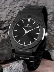 Franktime Men Brass Dial & Stainless Steel Straps Analogue Watch FT-0032 BLK