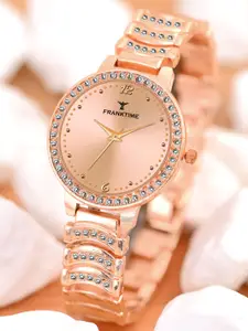 Franktime Women Brass Embellished Dial & Stainless Steel Straps Analogue Watch FT-0017 RL