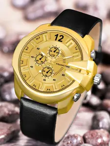 Franktime Men Brass Dial & Leather Straps Analogue Watch FT-00018 G