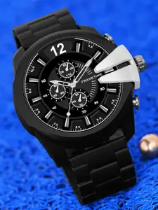 Franktime Men Brass Skeleton Dial & Stainless Steel Straps Analogue Watch FT-0008 S