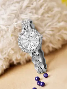 Franktime Women Brass Embellished Dial & Stainless Steel Bracelet Style Straps Analogue Watch FT-0043 S