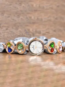 Franktime Women Brass Dial & Stainless Steel Bracelet Style Straps Analogue and Digital Watch FT-0030 R