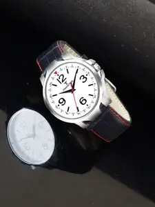 Franktime Men Brass Printed Dial & Leather Textured Straps Analogue Watch FT-0042 SLB