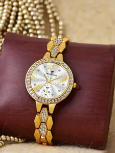 Franktime Women Brass Embellished Dial & Stainless Steel Straps Analogue Watch FT-0043 G