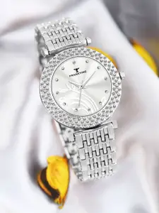 Franktime Women Brass Embellished Dial & Stainless Steel Bracelet Style Straps Analogue Watch FT-0016 S