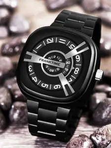 Franktime Men Brass Dial & Stainless Steel Bracelet Style Straps Analogue Watch FT-0022 BLK