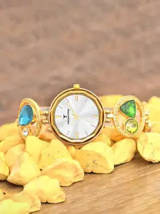 Franktime Women Brass Patterned Dial & Stainless Steel Straps Analogue Watch FT-0030 G