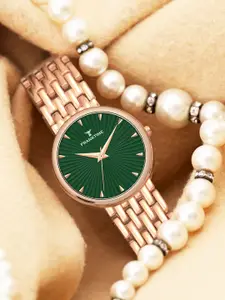 Franktime Women Brass Embellished Dial & Stainless Steel Bracelet Style Straps Analogue Watch FT-0039 GNRL