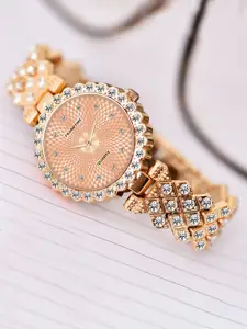 Franktime Women Brass Dial & Stainless Steel Bracelet Style Straps Analogue Watch FT-0012 R