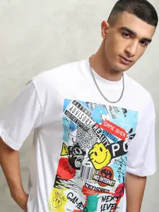 HIGHLANDER Men Typography Printed Round Neck Polyester Oversized T-Shirt