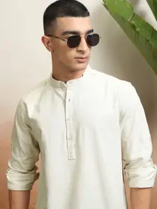 HIGHLANDER Men Mandarin Collar Solid Cotton Casual Shirt