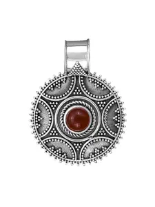 Exotic India Carnelian Gemstone Sterling Silver Designer Pendant