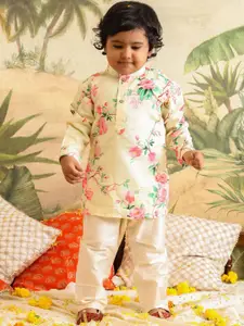 VASTRAMAY Infants Boys Floral Printed Regular Kurta with Pyjamas