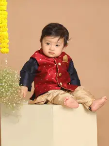 VASTRAMAY Infants Boys Woven Design Nehru Jackets