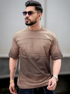 Maniac Men Abstract Printed Neck Cotton Oversized Tshirt