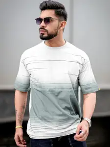 Maniac Men Abstract Printed Neck Cotton Oversized Tshirt