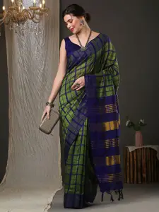 Anouk Rustic Checked Woven Design Saree