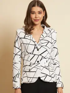 TANDUL Printed Notched Lapel Single-Breasted Blazer