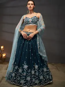 panchhi Embroidered Pure Chiffon Semi-Stitched Lehenga & Unstitched Blouse With Dupatta