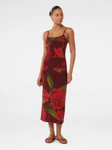 Forever New Floral Printed Shoulder Straps Sheath Midi Dress