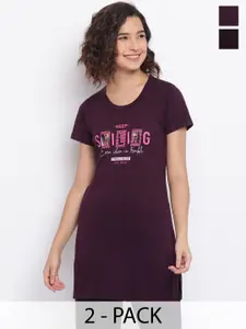 Duchess Women Pack Of 2 Printed Drop-Shoulder Lounge T-Shirt