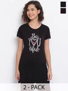 Duchess Women Pack Of 2 Printed Long Lounge T-Shirt